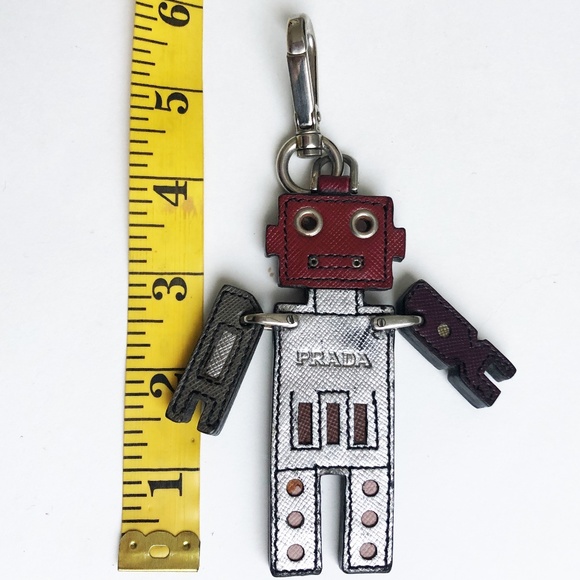 Prada Bag Charm Robot Key Ring Accessory Saffiano Leather HTF Rare with COA - Picture 6 of 8